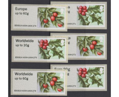 Great Britain Post and Go 2014 British Flora u/m set of 6 FS111b-FS113b, FS114b-FS116b Type 3A MA14