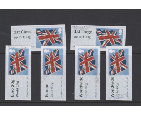 Great Britain 2014 Post and Go Union Flag F.U. set of 6 FS39a-FS41a, FS41ba, FS43a, FS44ba Type IIA undated 1st class up to 1
