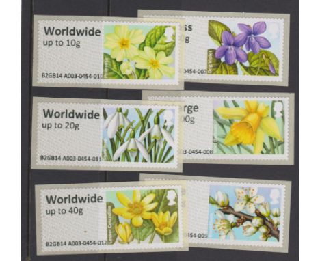 Great Britain Post and Go 2014 British Flora 1st series u/m set of 6 FS95-FS97, FS99-FS101 Stampex machine MA14