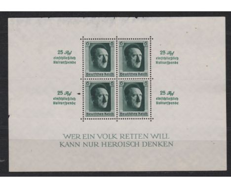 Germany 1937 Hitler's Culture fund SG M5637 u/m miniature sheets (without gum)(, Michel block (11). Cat £375 