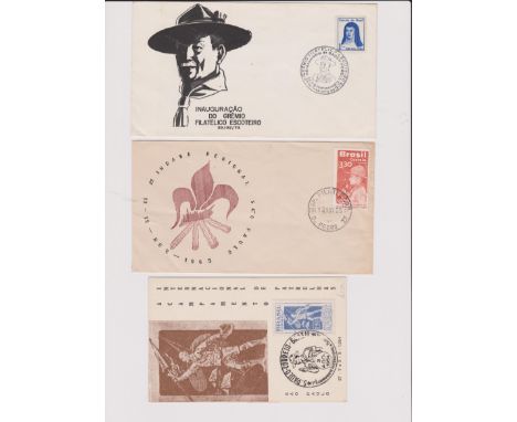 Brazil Scouting Covers 1954 San Paulo, 1965 Indaba and 1973 116th Anniversary of Baden-Powell. (3)