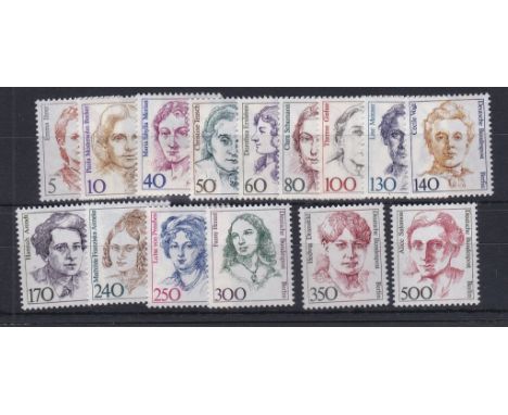 Germany (West Berlin) 1986 Famous German Women u/m mint set less 20 Pf and 60Pf, (18) including high values. S.G. £90