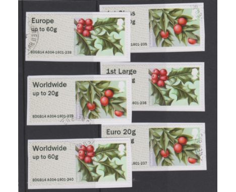 Great Britain Post and Go 2014 British Flora F.U. set of 6 FS111b-FS116b Type IIIA MA14