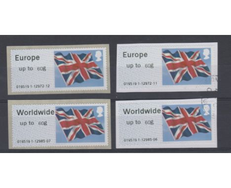 Great Britain Post and Go 2014 Union flag FS41b Europe up to 60g FS44b Worldwide up to 60g Type II u/m and F.U. sets