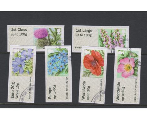 Great Britain 2014-2016 Post and Go British Flora 1st Series F.U. set of 6 FS95a-FS98a FS100a FS102a Type IIA dated MA14 1st 
