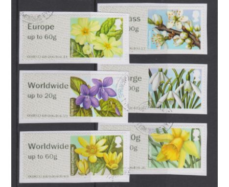 Great Britain Post and Go 2014 British Flora F.U. set of 6 FS95a-FS96a, FS97b, FS98a, FS100a, FS102a Type IIA
