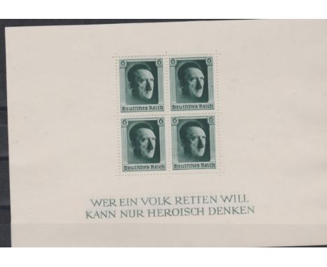 Germany 1937 Hitler's Culture fund SG M5635 u/m x3 miniature sheets, Michel block of (7). Cat value £85 each