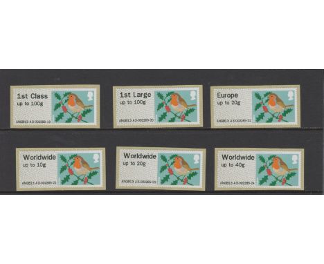 Great Britain Post and Go 2014 Christmas Robins u/m set of 6 FS51a-FS56a Type III MA13
