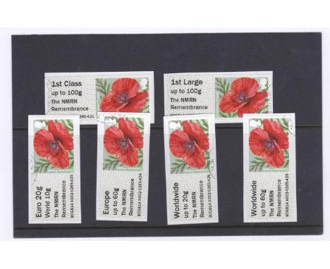 Great Britain Post and Go 2014 Common Poppy label set inscribed with National Museum Royal Navy (The NMRN) Remembrance on FS1