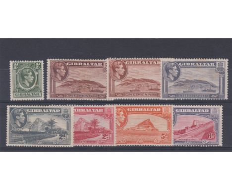 Gibraltar 1938-51 definitives SG 121, 122ab, 122b, 123b, 124, 124c, 125c &amp; 126 m/m. Cat £60+