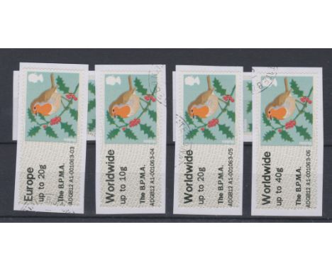 Great Britain Post and Go 2013 Christmas Robin F.U. set of 6 FS51a-FS56a Type III MA12 inscribed The B.P.M.A.