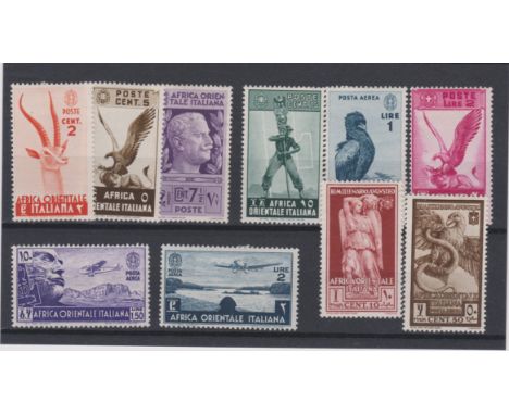 Italian Colonies Italian East Africa 1938 SG 1-3, 5, 12, 15 m/m, SG 26-27 m/m, SG37 m/m, SG42 m/m