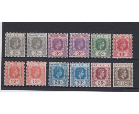 Mauritius 1938-51 - e/m/mint, range-values to 1 Rupee (12)