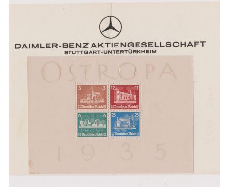 Germany 1935 International Philatelic Exhibition u/m miniature sheet SG MS 576a, Michel Block 3 fragile but complete example.