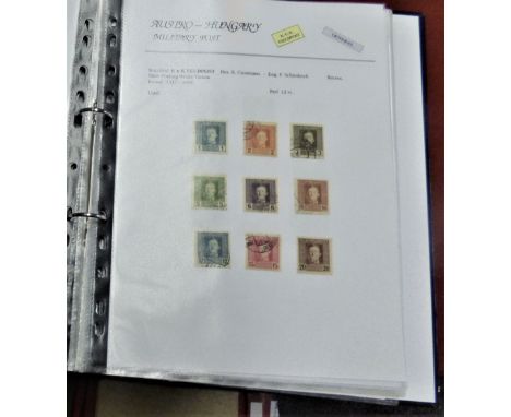 Austro-Hungarian Military Post Ring binder with sleeved described pages of m/m and used definitive issued for general use, It