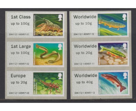 Great Britain Post and Go 2013 Freshwater Life FS71-FS76 u/m set of 6 in 2 strips of 3 Type III MA12 
