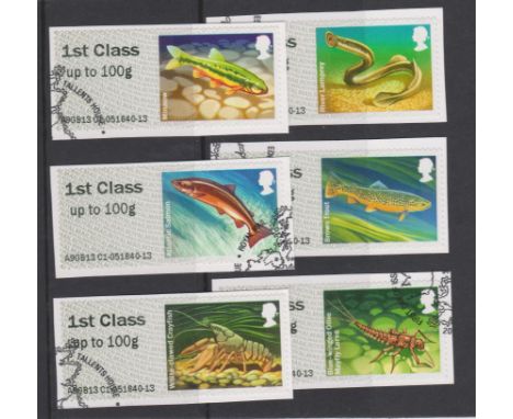 Great Britain Post and Go 2013 Freshwater Life FS71-FS76 F.U. set of 6 1st class up to 100g Type II 
