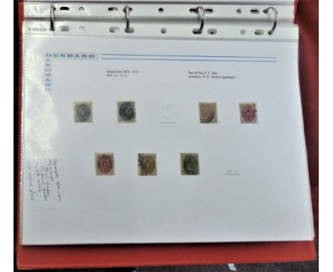 Denmark 1851-1961 Ring binder with sleeved neatly typed described pages of definitives and commemoratives mainly used. Very g