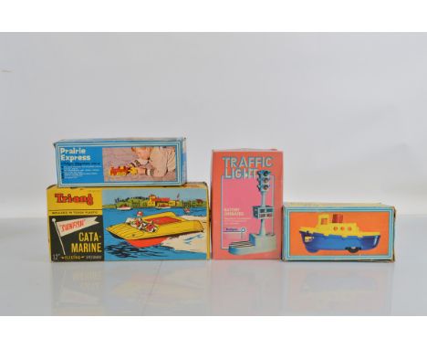 A boxed  Tri-ang #512S 'Cata-Marine' 'Sunfish' 12” electric Speedboat, F/G untested with a hairline crack on the port side, i