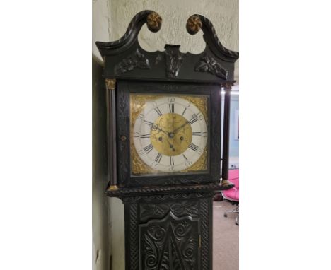 A 19th century 8-Day longcase clock, by Hamshaw of Wakefield. The brass and steel face with Roman and Arabic numerals, second