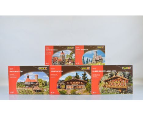 Five Faller HO gauge model railway building kits, 130329, 130326, 130391, 130406, 130245, all boxed (5)