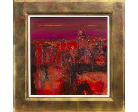 * CHARLES MACQUEEN RSW RGI (SCOTTISH b 1940), HEAT, TANGIER oil on board, signed 48cm x 48cm Framed. Note: Charles MacQueen w