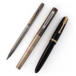 Parker and Sheaffer Fountain Pens and Mechanical Pencil, gold / silver