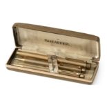 Sheaffer Targa 1005 fountain pen, mechanical pencil and ballpoint pen, gold plated