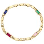 18K Yellow gold bracelet with various gemstones