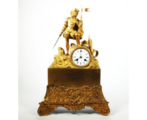 FIGURENUHR/ HISTORIENUHR, Frankreich, Napoleon III-Epoche,Herst. Japy Freres/ Beaucourt, Bronze feuervergoldet bzw. Messingso