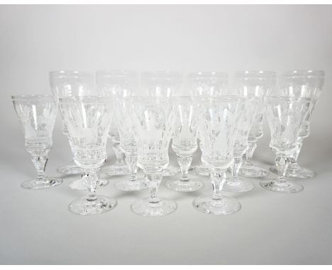 LINDSTRAND, Vicke (*1904 †1983) für Kosta Glasbruk,Serie Dalecarlia, Mattschliffdekor, bestehend aus: Weingläsern, Satz von 6