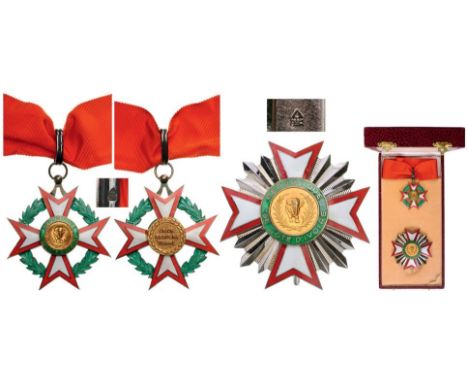 Grand Officer's Set, 2nd Class, instituted in 1961. Neck Badge, 63x57 mm, gilt Silver, hallmarked "800", maker's mark "A.B.& 