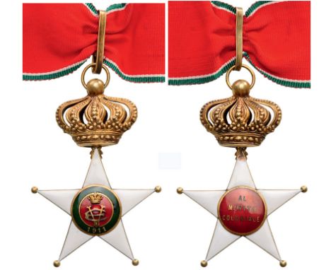 Commander`s Cross, 3rd Class. Neck Badge, GOLD, 52 mm, enameled, both central medallions GOLD, enameled (damage to one point)
