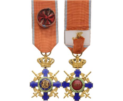 Officer 's Cross, 2nd Model (1938), for Military. Breast Badge, 62x42 mm, Bronze gilt, both sides red enameled, obverse medal