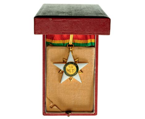Commander`s Cross. Neck Badge, gilt bronze and enamel, original suspension ring, loop and ribbon, "TRAVAIL, LIBERTE, PATRIE",