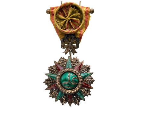 Officer`s Cross, 4th Class, Ali Bey (1882-1902). Breast Badge, 67x47 mm, silver, partially enameled, Tunisian manufacture, or