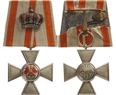 4th Class Badge with "Crown", instituted in 1792. Breast Badge, 43x39 mm, Silver, central medallion enameled, original suspen