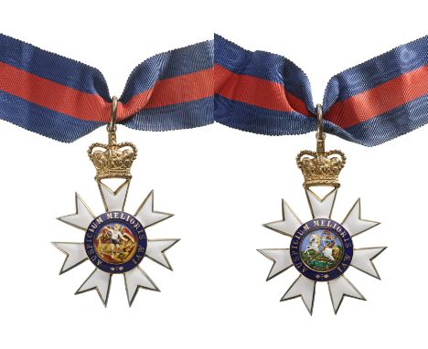 Companion Decoration (C.M.G.), instituted in 1818. Breast Badge, 85x60 mm, gilt Silver, enameled, central medallions GOLD, pa