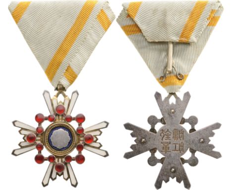 5th Class Cross, instituted in 1888. Breast Badge, 43 mm, Silver, enameled, superimposed part silver, enameled, original susp