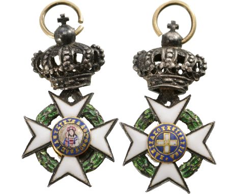 Knight`s Cross Miniature, 5th Class, 2nd Type, instituted in 1833. Breast Badge, 22x11 mm, Silver, both sides enameled, both 