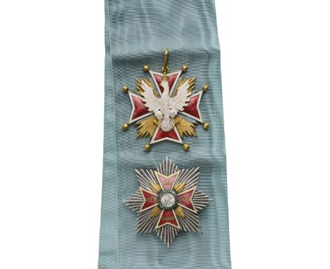 Grand Cross Set, 1st Class, instituted in 1705. Sash Badge, 80 mm, gilt Bronze, both sides enameled, both central medallions 