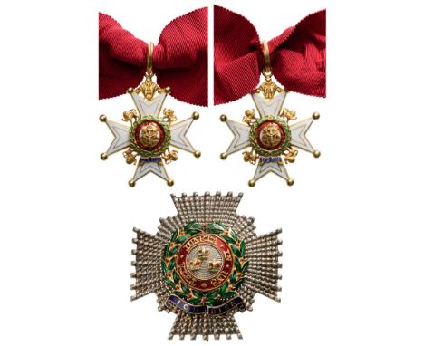 Knight Commander Set Military Division (K.C.B.), instituted in 1725. Neck Badge, 55x50 mm, gilt Silver, both sides enameled, 