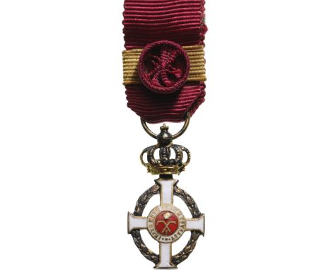 Grand Cross Miniature, instituted in 1915. Breast Badge, 29x18 mm, Silver gilt, enameled, central medallions gilt, enameled, 