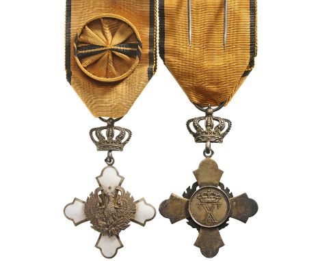 Officer`s Cross, 4th Class, 2nd Type, instituted in 1947. Breast Badge, 60x38 mm, gilt Silver, one side enameled, both centra