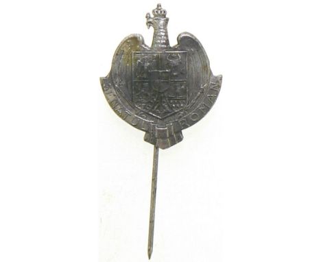 Breast Badge Miniature, 26x22 mm, Silver, with thin long pin on reverse. Rare! I R!