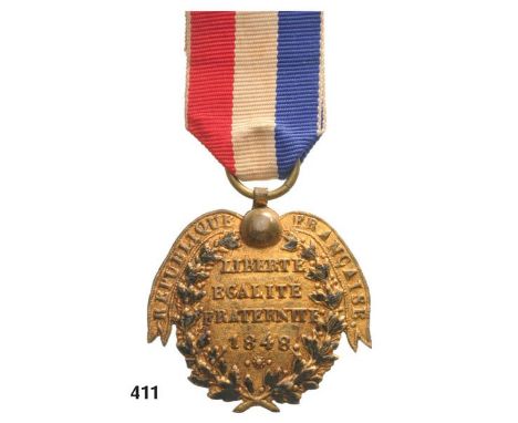Breast Badge, stamped brass, enameled, 35x38 mm, with suspension ring and original ribbon. I