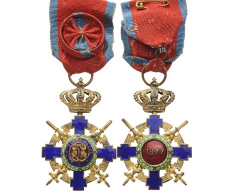 Officer 's Cross, 2nd Model (1938), for Military. Breast Badge, 62x42 mm, Bronze gilt, both sides red enameled, obverse medal