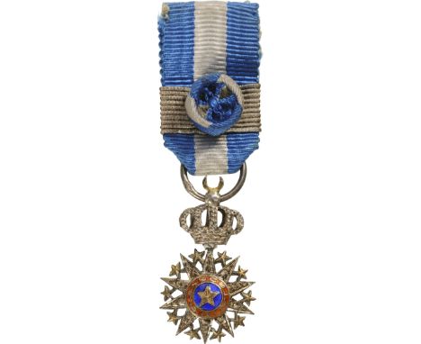 Commander's Cross Miniature. Breast Badge, Silver, 20x12 mm, obverse central medallion enameled, original suspension ring and