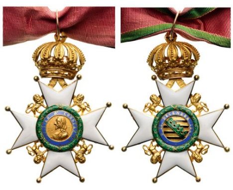 Commander's Cross, 2nd Type, instituted in 1833. Neck Badge, 87x59 mm, GOLD, approx. 34 g., both sides enameled (chip on one 