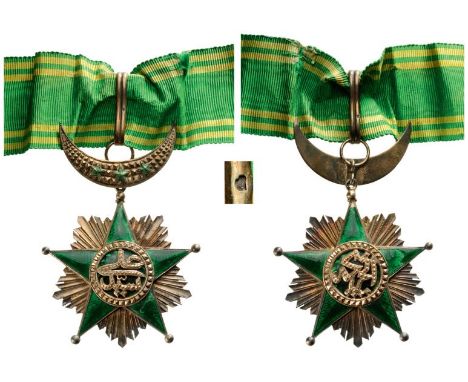 Commander's Cross, 3rd Class, 2nd Type, instituted in 1910. Neck Badge, 80x60 mm, gilt Silver, French hallmarked, maker's mar